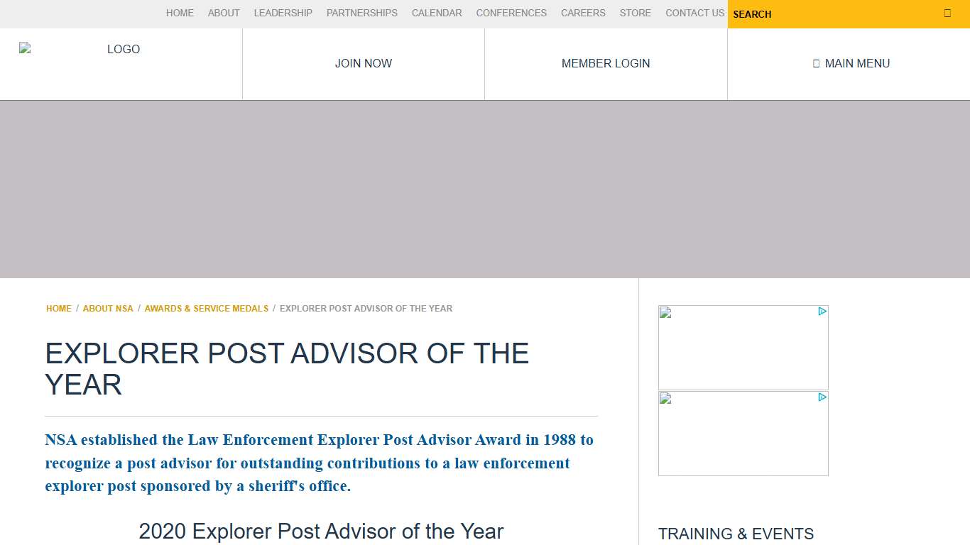 Explorer Post Advisor of the Year NATIONAL SHERIFFS’ ASSOCIATION